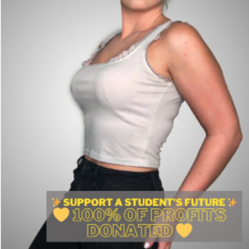 Cute & Charitable – Crop Tank with Lace Trim (All Profits Donated)